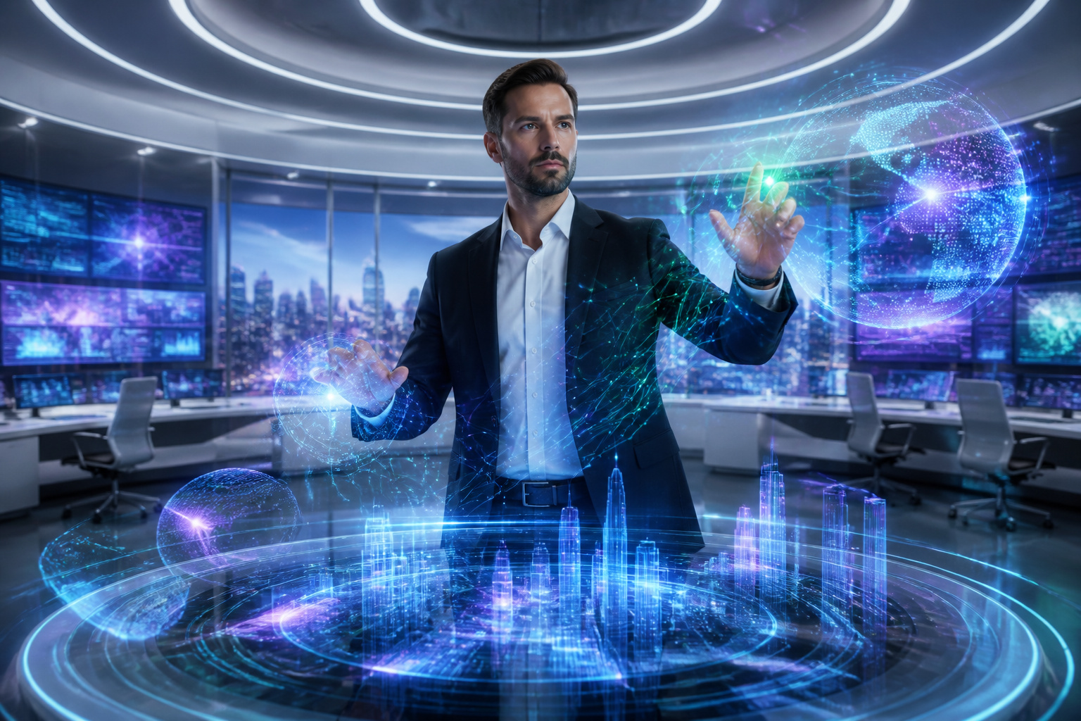 Strategie futuriste dans une salle de controle