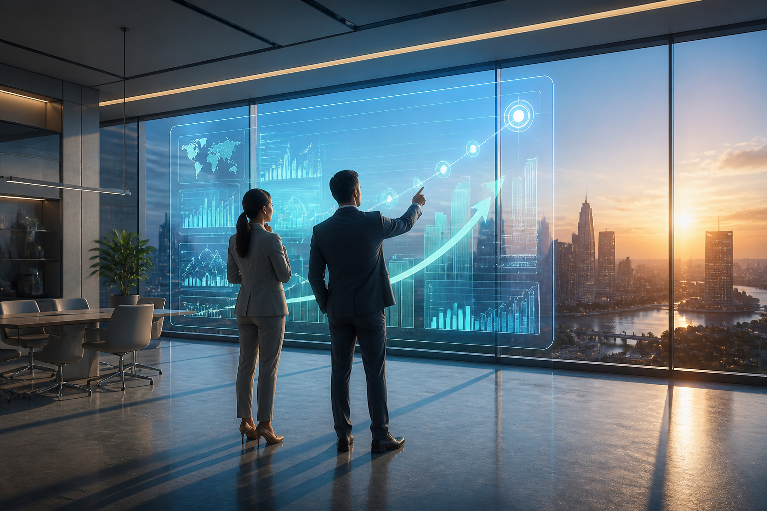 Strategie et croissance dans un bureau moderne