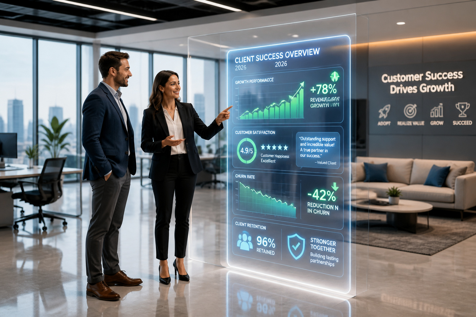 Succes client croissance et satisfaction