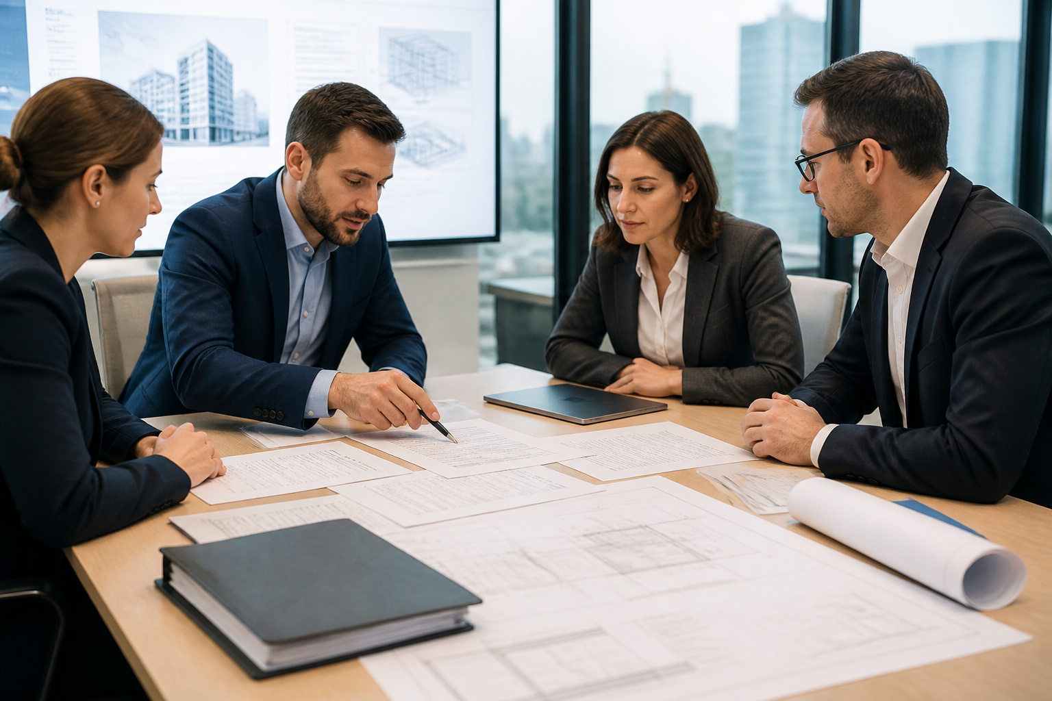 Reunion de professionnels autour de documents