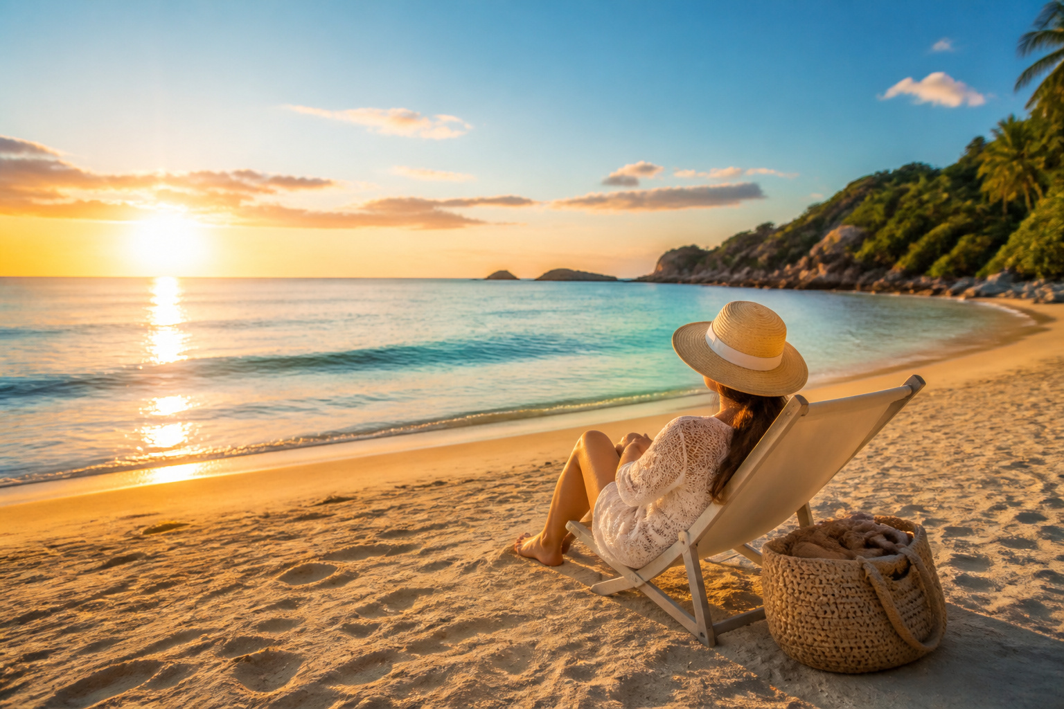 Serenite au coucher du soleil sur la plage