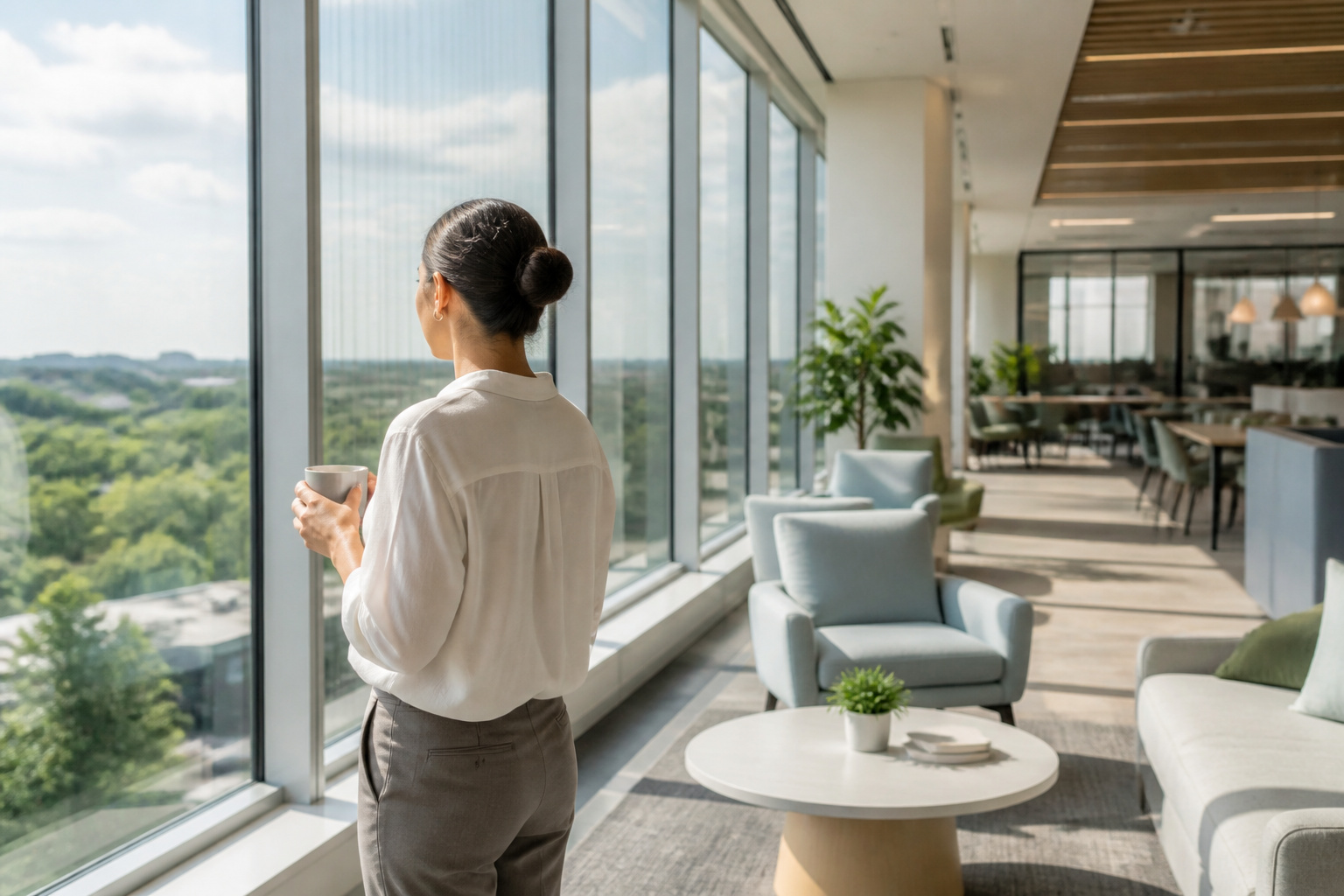 Pause reflechie dans un bureau moderne