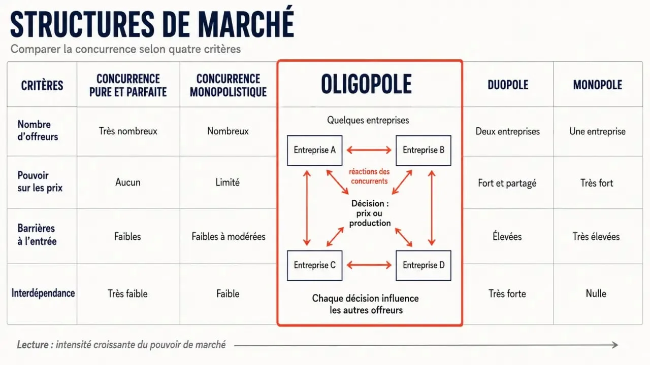 Infographie sur l’oligopole et les principales structures de marché