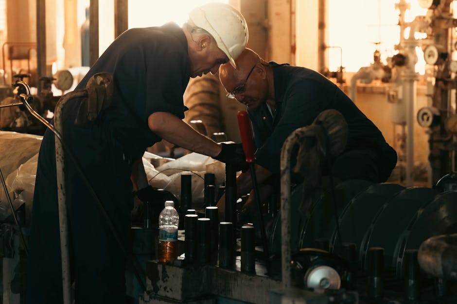 Atelier industriel et équipe technique